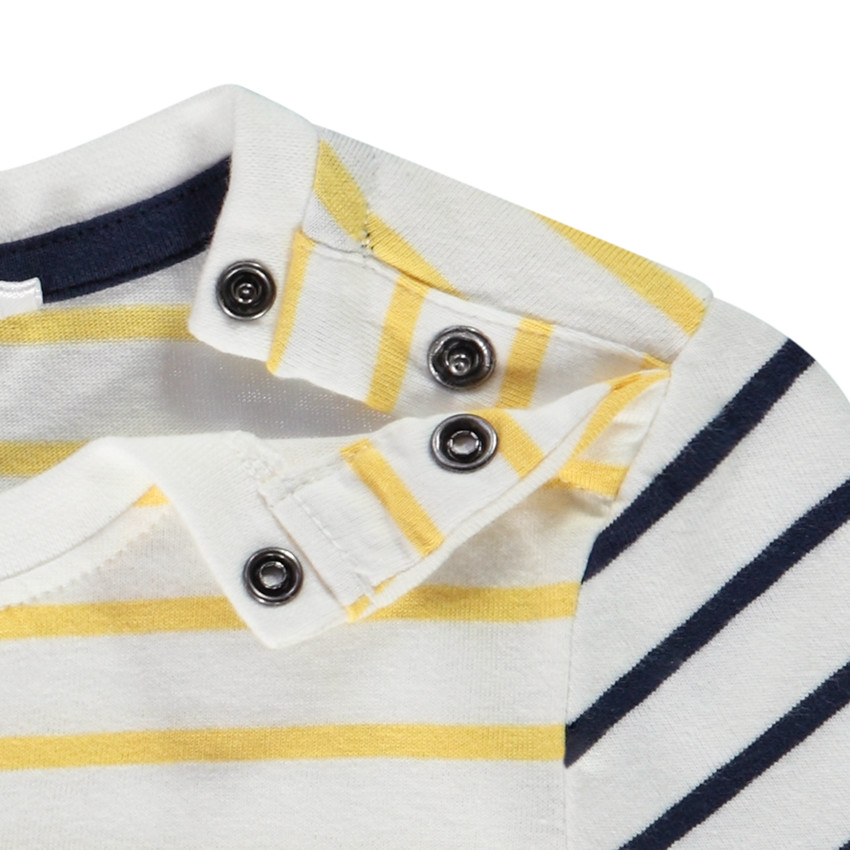 Camiseta de manga corta a rayas con parche de velero para bebé niño 