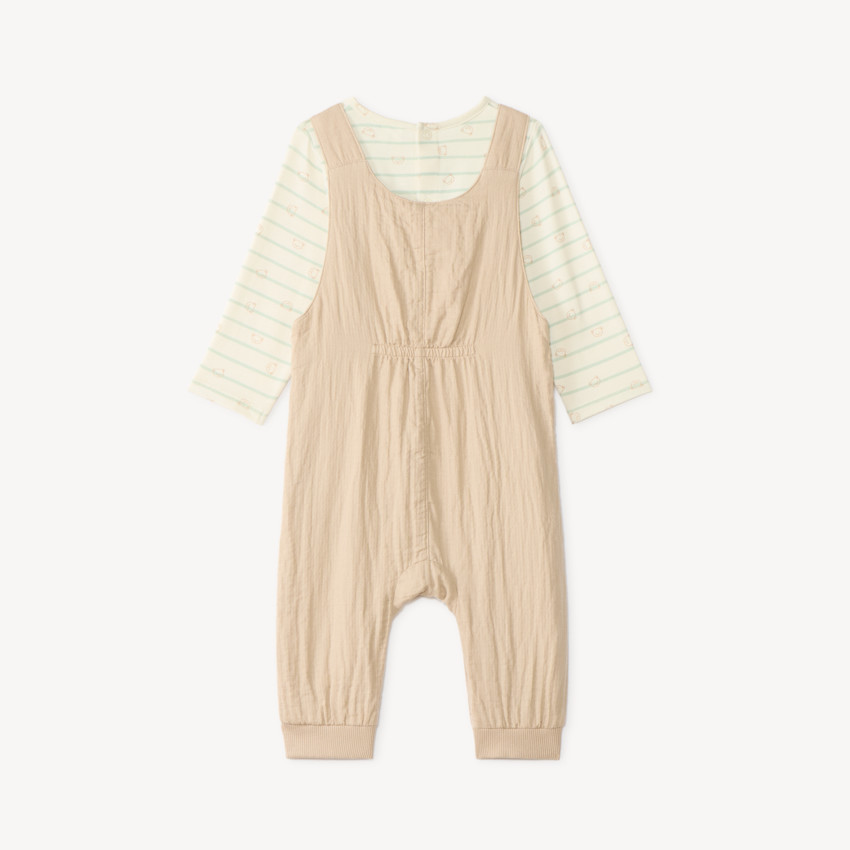 Conjunto de bebé niño: peto + camiseta de manga larga con diseño de osito. 