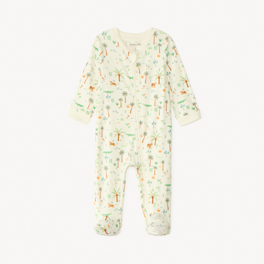 Pijama ligero de manga larga con estampado tropical para bebé niño. 