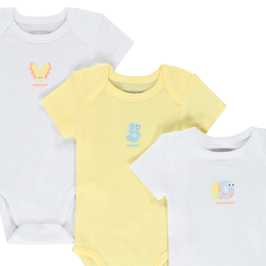 Lote de 7 Bodies de manga corta con estampados para bebé 