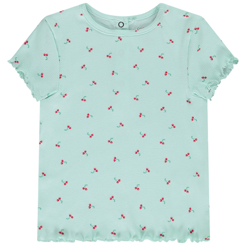 Camiseta de manga corta efecto canalé para bebé niña 