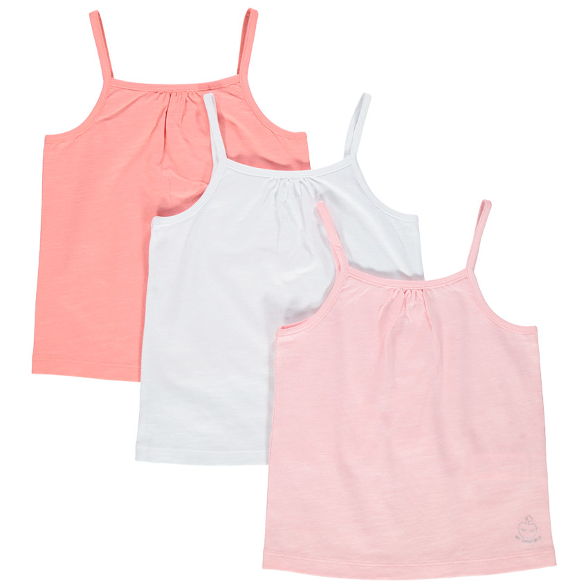 Juego de 3 camisetas lisas de tirantes finos de algodón orgánico 