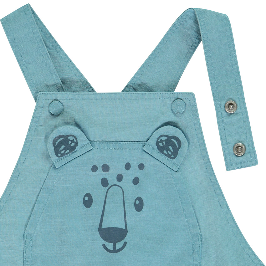 Salopette corta con estampado lúdico de felino para bebé niño 