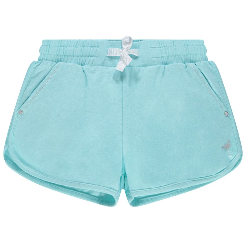 pantalon corto en jersey liso con estampado plateado 