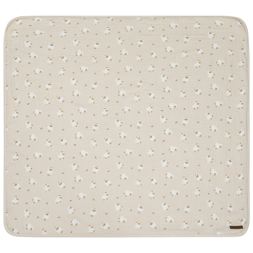 Couverture bi-matière 80 x 80 cm imprimé moutons La Vie à la Ferme beige  Additional Couverture bi-matière 80 x 80 cm imprimé moutons La Vie à la Ferme beige
