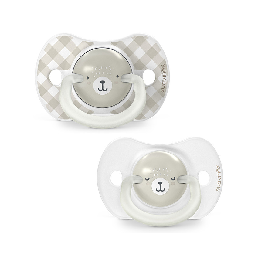 Lot de 2 sucettes silicone SX Pro 6-18M Wild&Free jour/nuit gris 