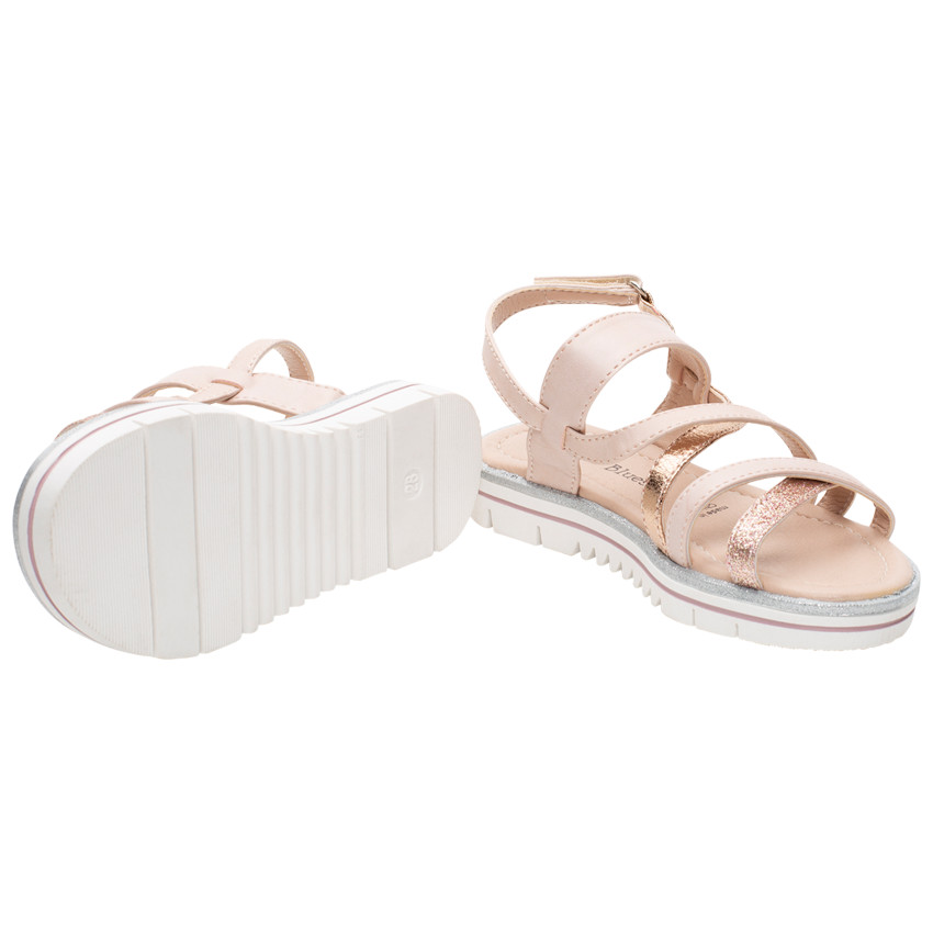 Sandalias brillantes con tiras y suela con volumen 