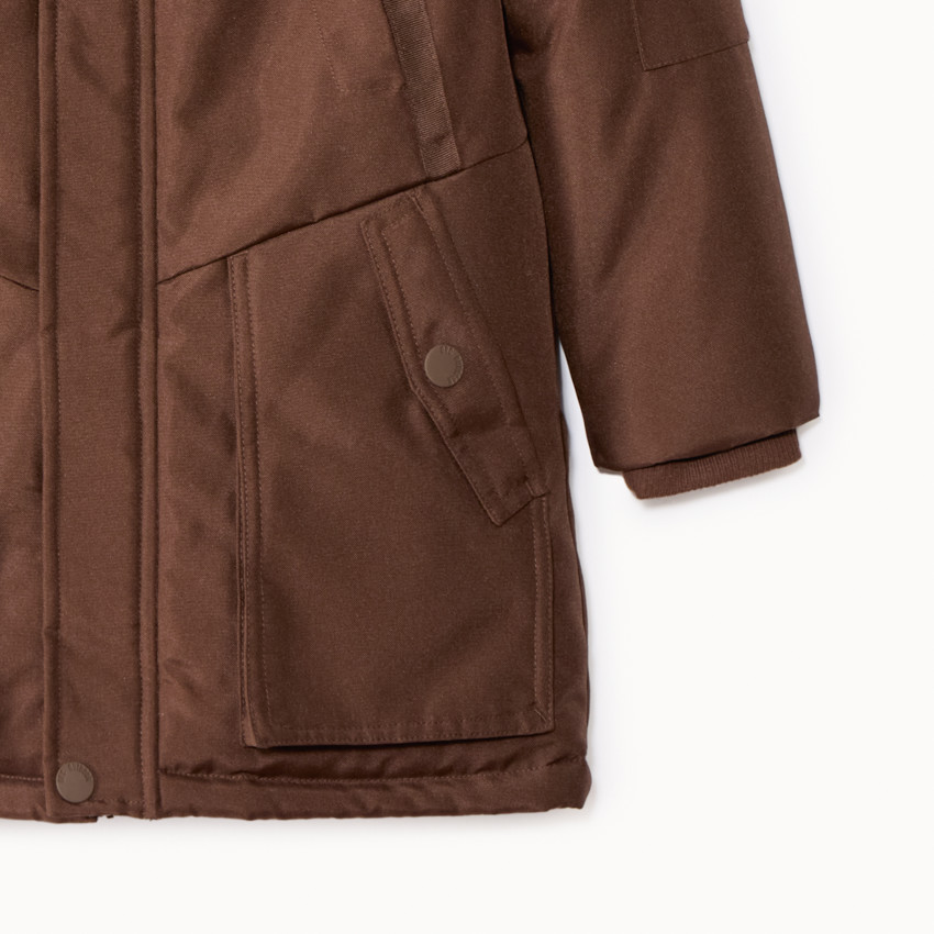 Parka de tela lisa con capucha de efecto pelaje para niño  Additional Parka de tela lisa con capucha de efecto pelaje para niño