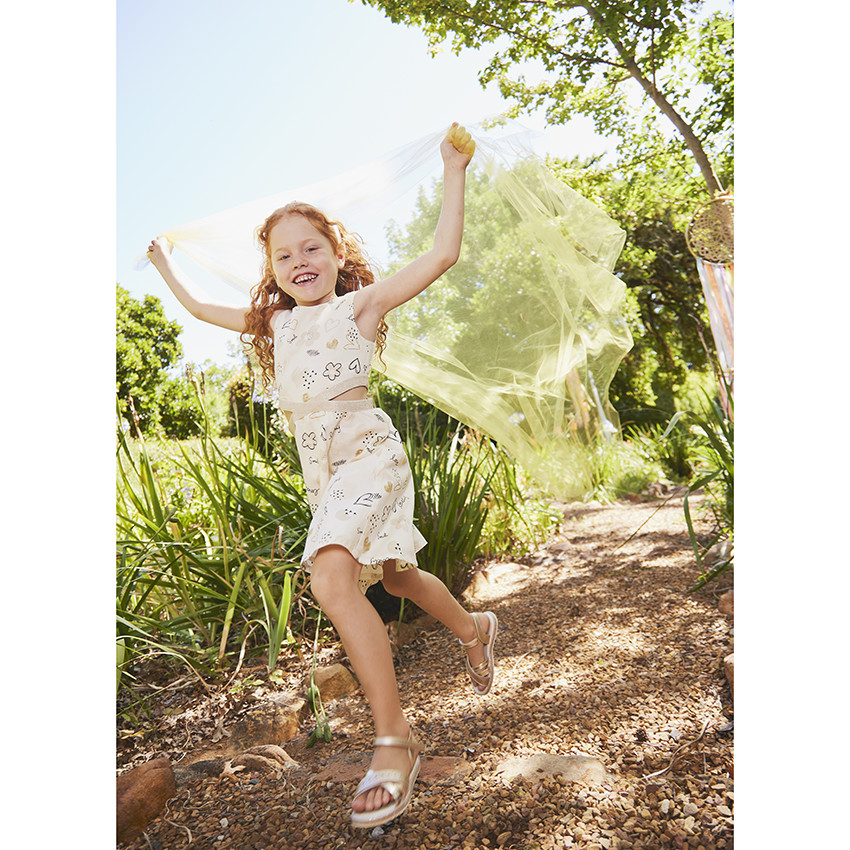 Robe de cérémonie en coton à imprimé fantaisie pour fille 