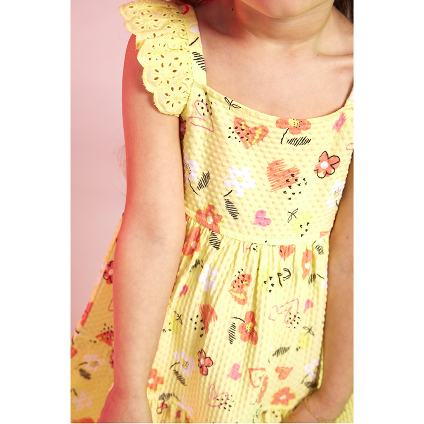Vestido de punto moteado con estampado original para niña 