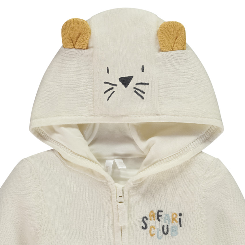 Chaleco de punto con capucha divertido tigre para bebé 