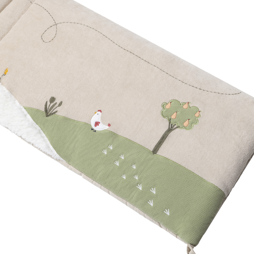 Protector de cuna de 3 paneles en terciopelo La vida en la granja 