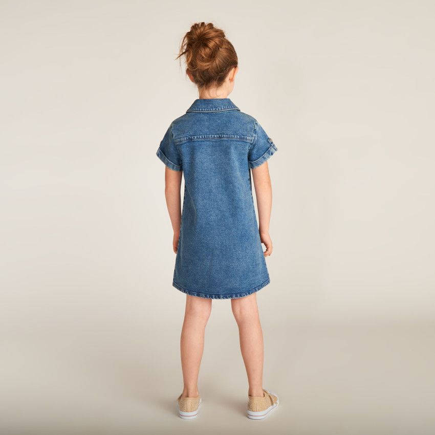 Camisa de mezclilla de manga corta para niña 