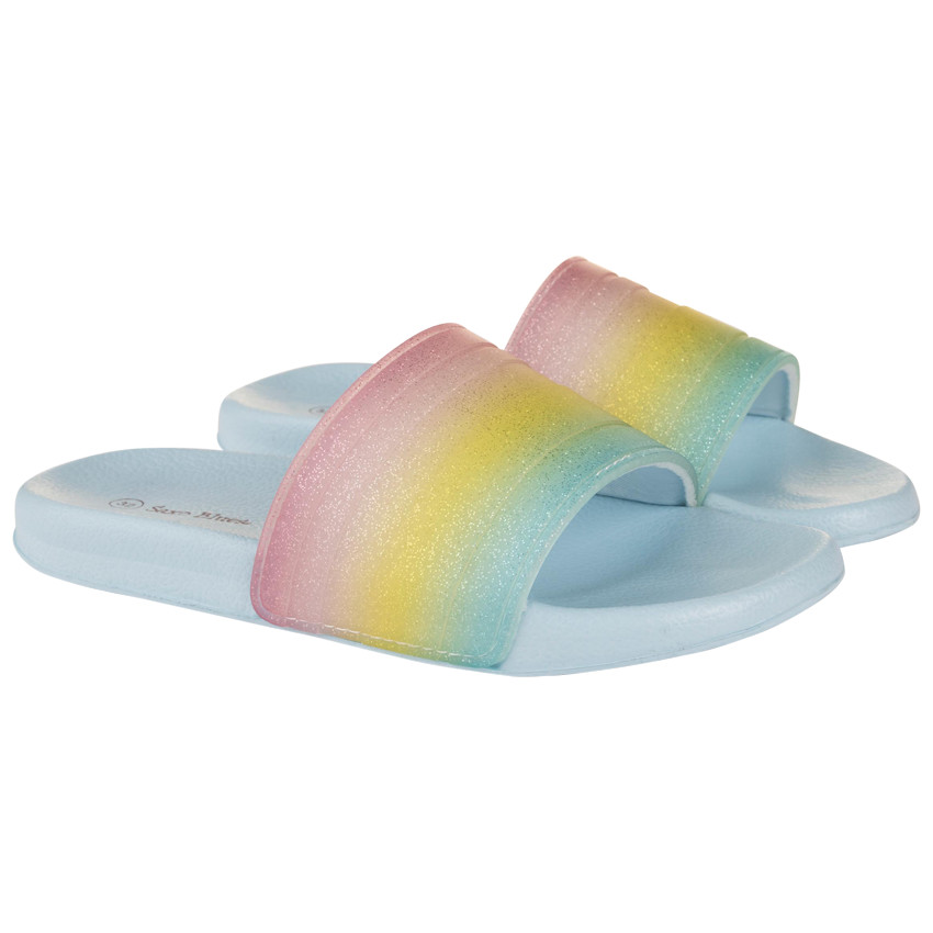 Chanclas de arcoíris brillantes para niña con tira según la talla 