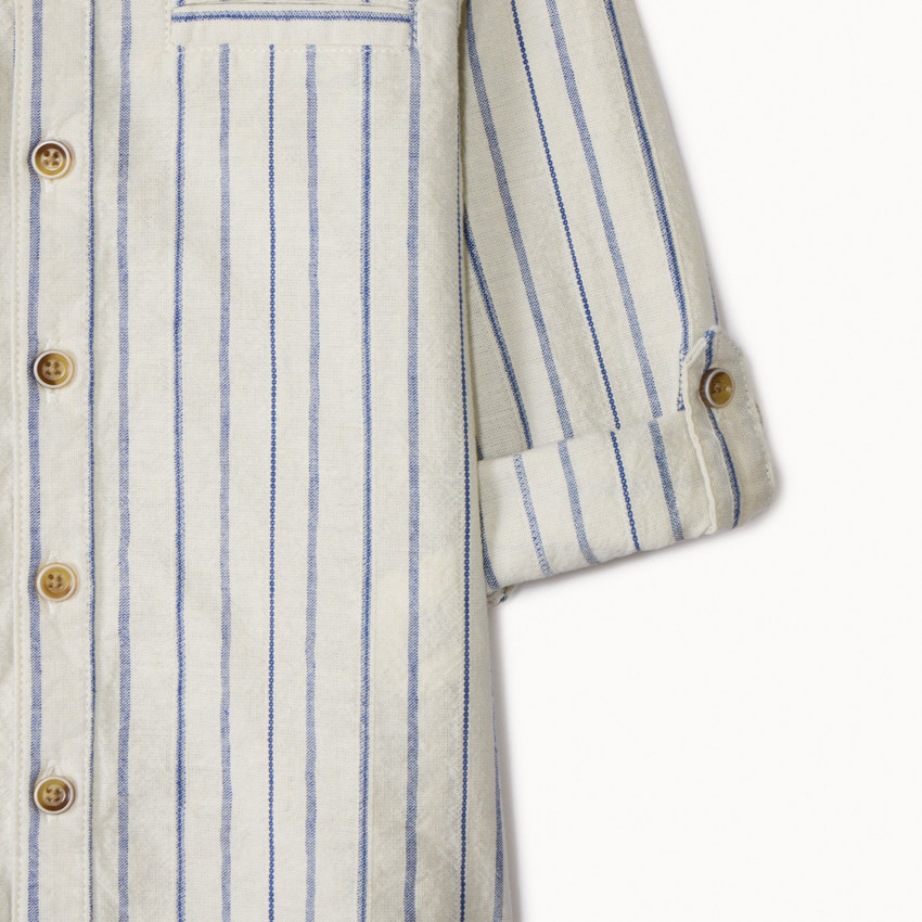 Camisa de rayas con mangas largas retráctiles para bebé niño 