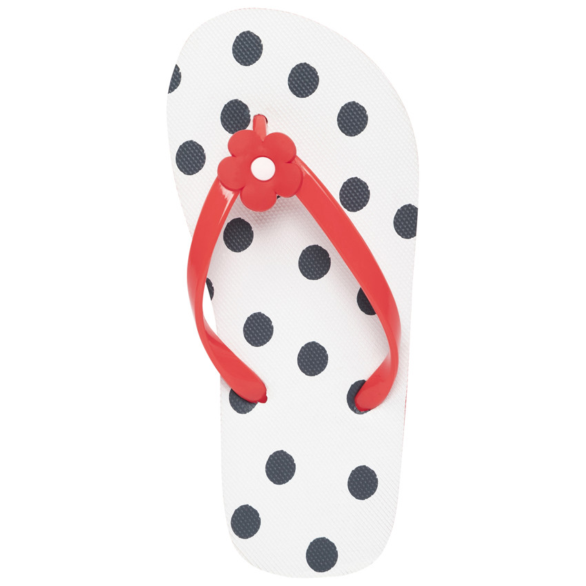 Tongs imprimé pois à badge fleur pour fille avec lanière selon l Tongs imprimé pois à badge fleur pour fille avec lanière selon l