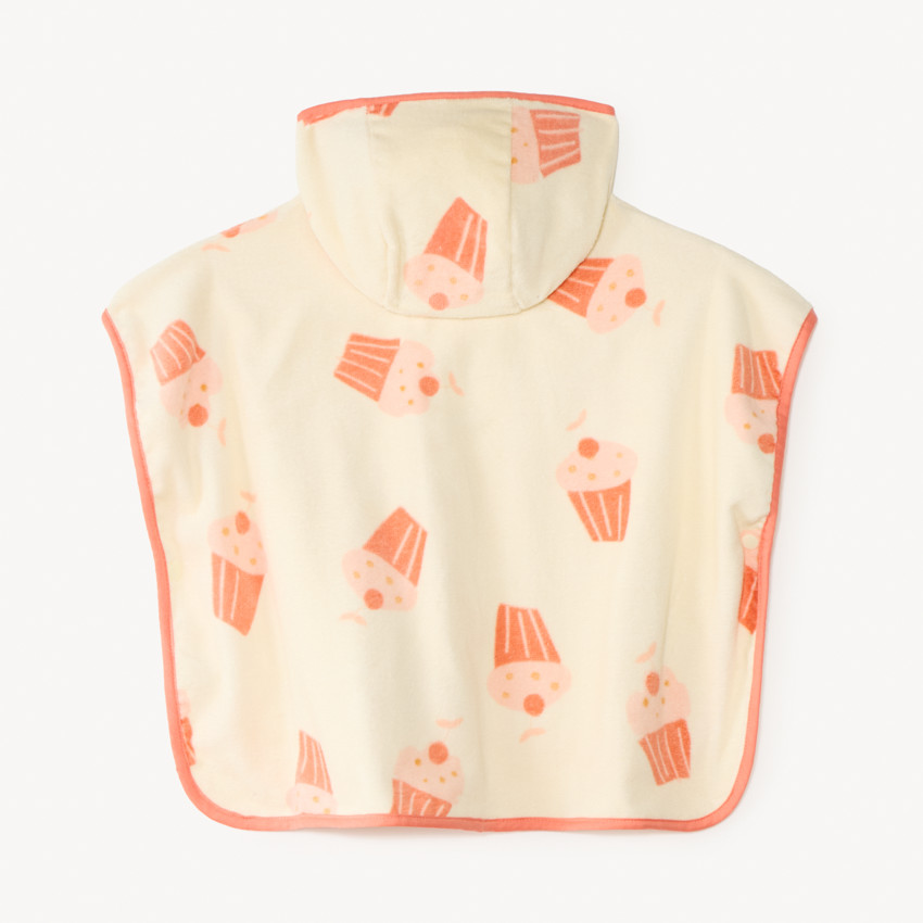 Capa de baño con capucha estampada de cupcakes para niña. 