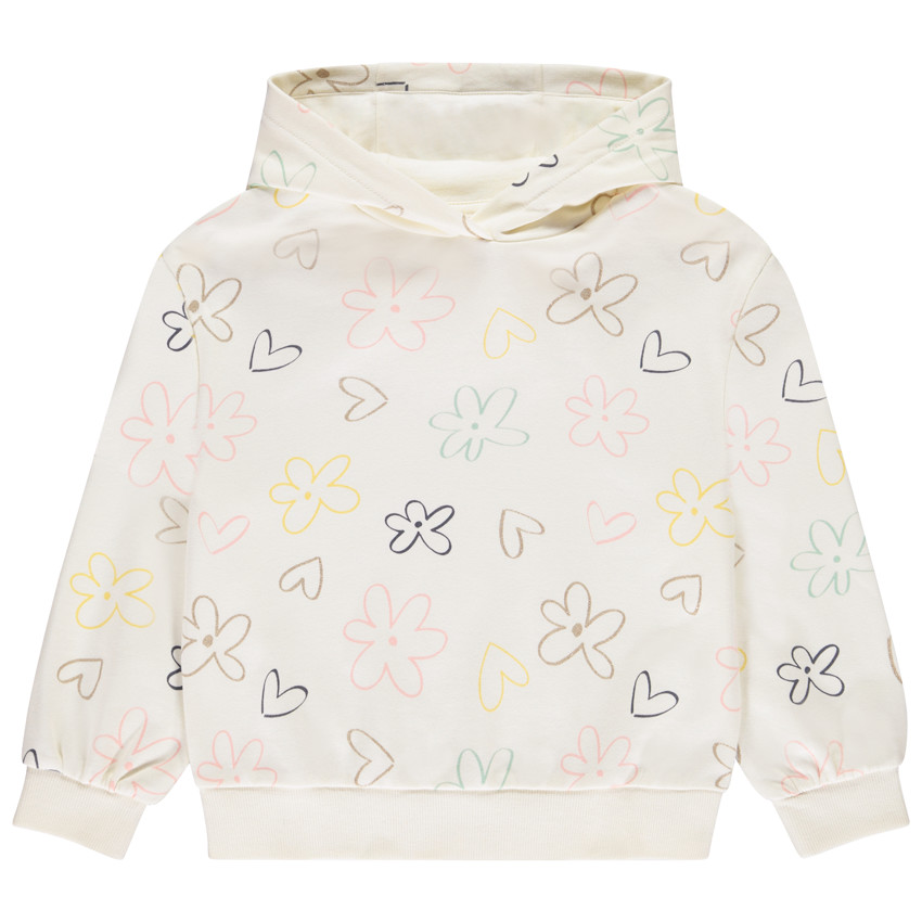 Sudadera con capucha de felpa estampada de flores niña 