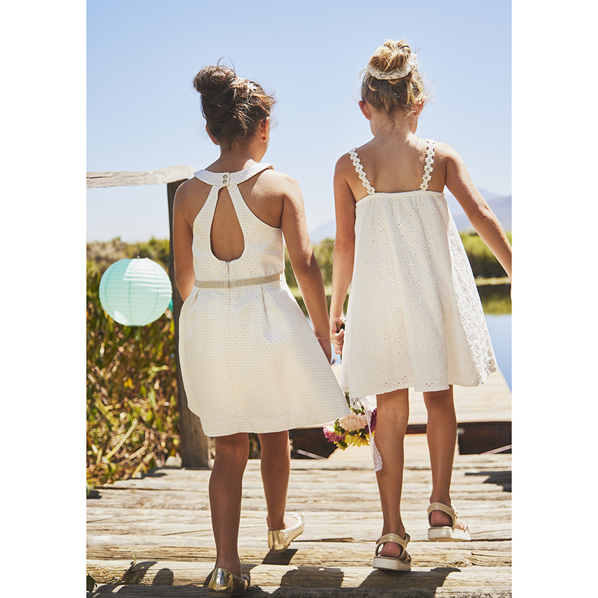 Robe de cérémonie en broderie anglaise pour fille 