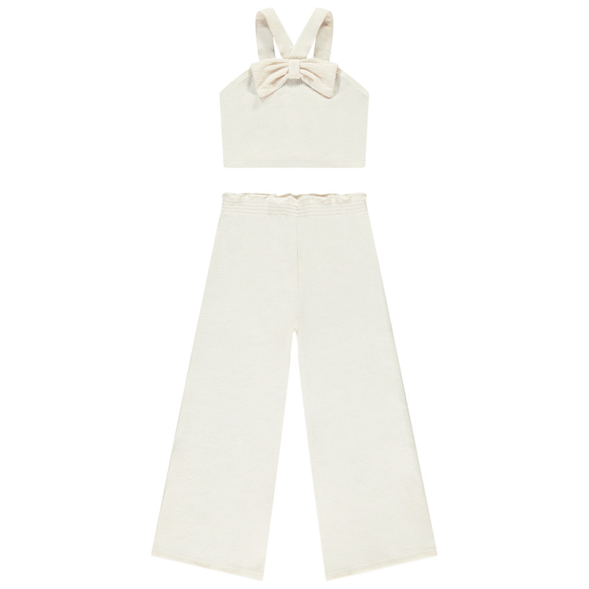 Conjunto de 2 piezas de punto con efecto arrugado para niña 