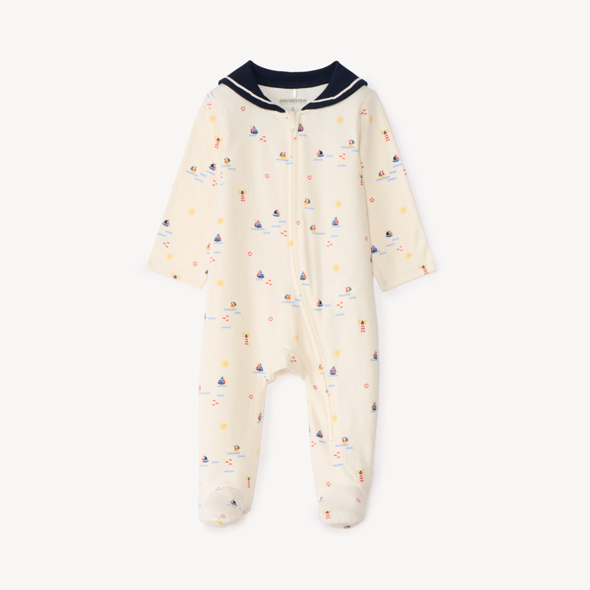 Pijama de collar marin estampado para bebé niño 