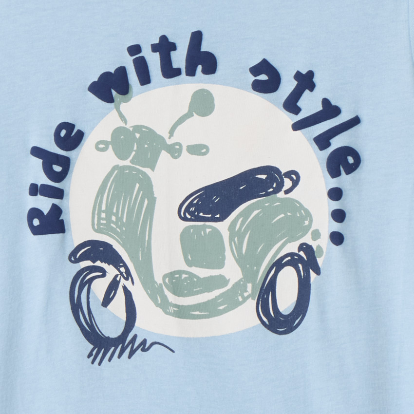 Camiseta de manga corta con estampado de scooter para bebé niño 