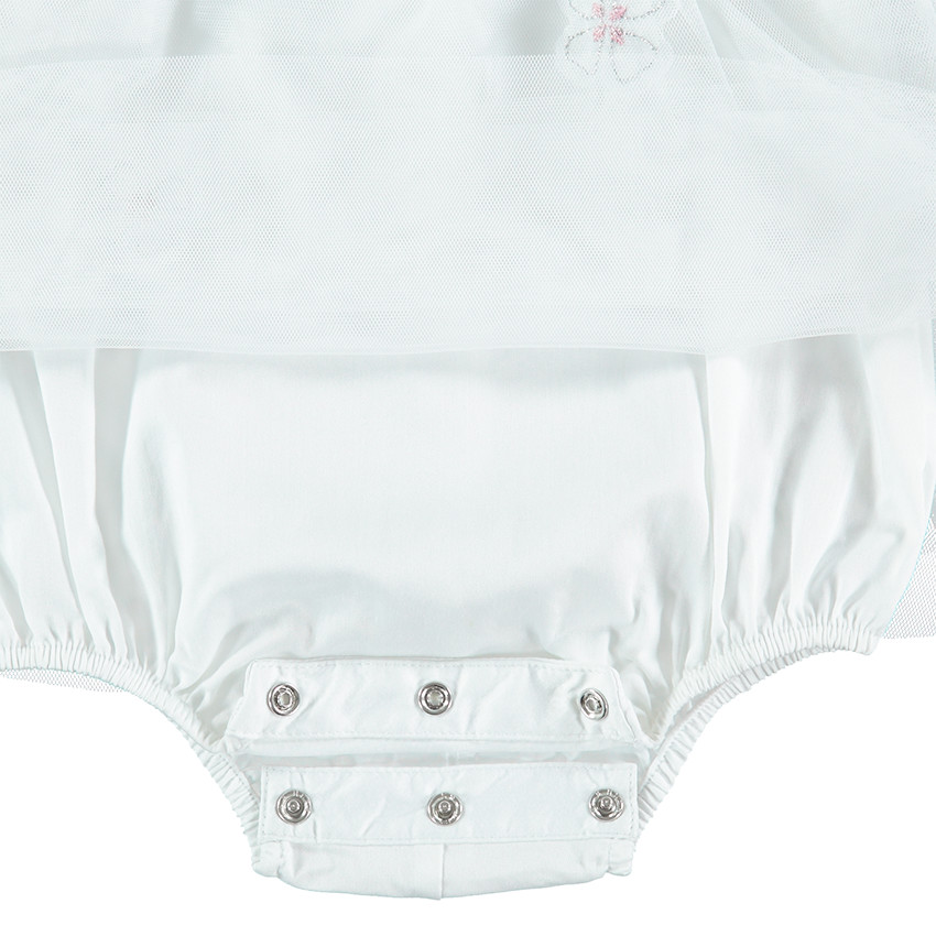 Mono de esquí de estilo vestido de tul con flores bordadas 