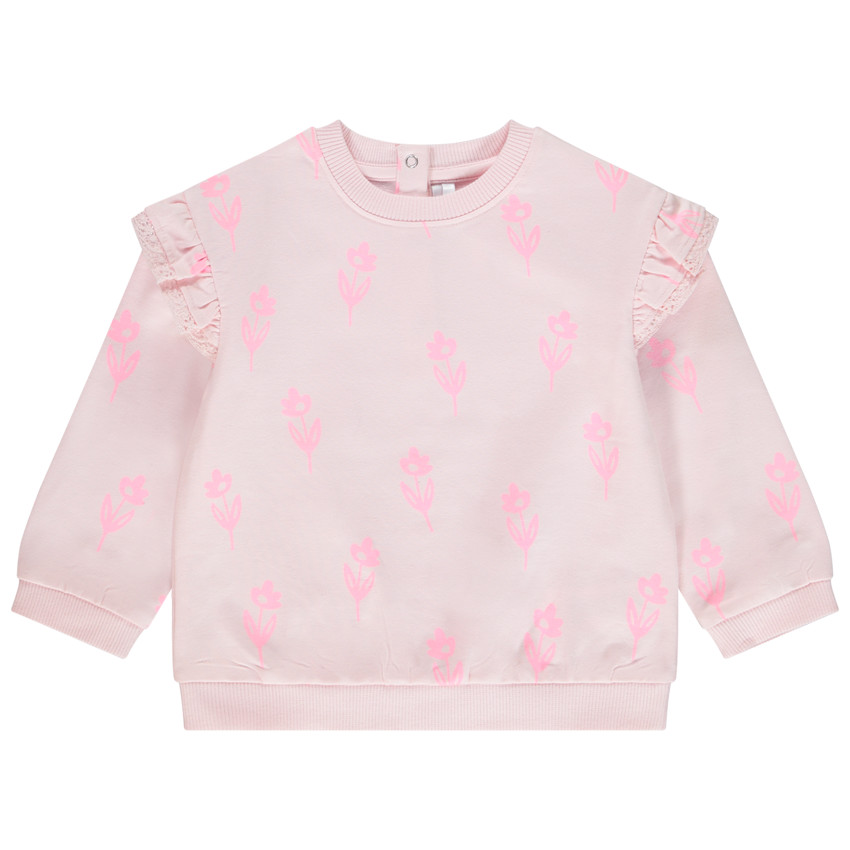 Sudadera de felpa oversize estampado flores para bebé niña 