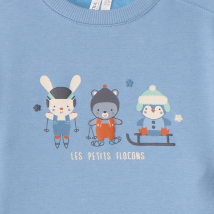 Conjunto de chándal de felpa con estampado de esquí para bebé niño 