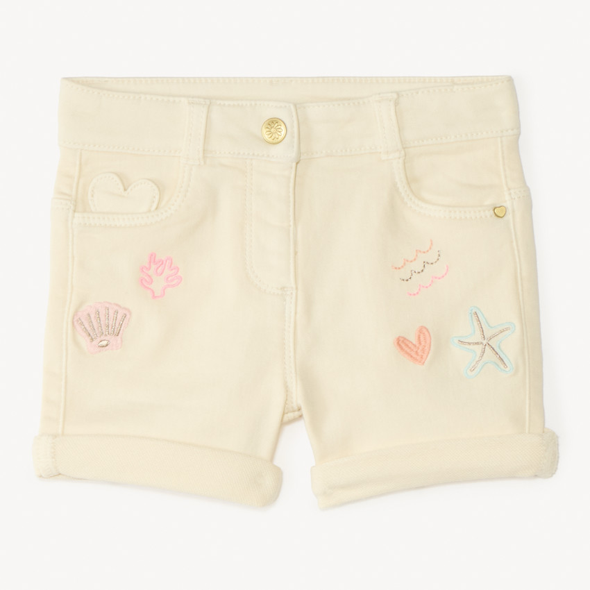 Short vaquero con bordado divertido para bebé niña 