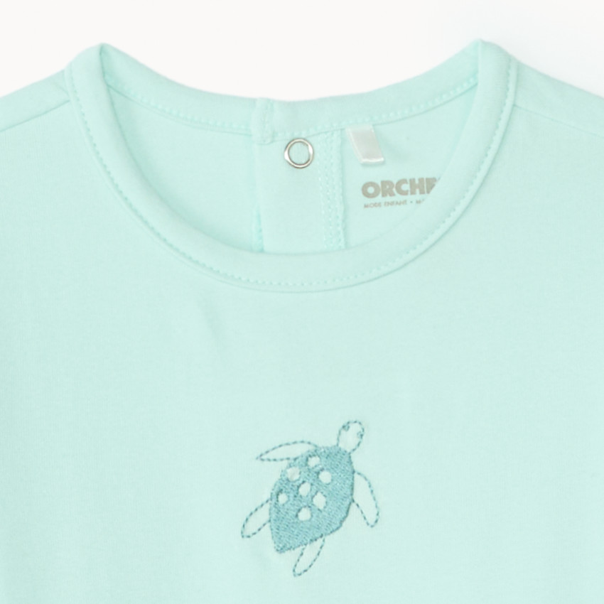Pijama de mangas largas con bordado de animales para bebé niño. 