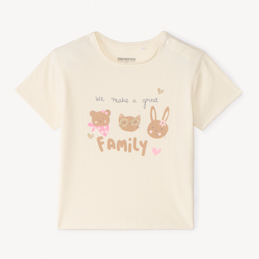 Camiseta de manga corta con estampado de animales para niña bebé 
