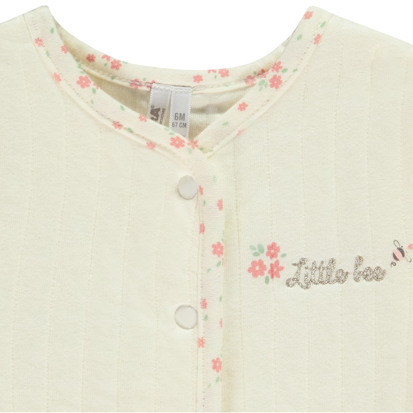 Conjunto 4 piezas diadema + chaleco acolchado con body y pantalón para bebé niña 