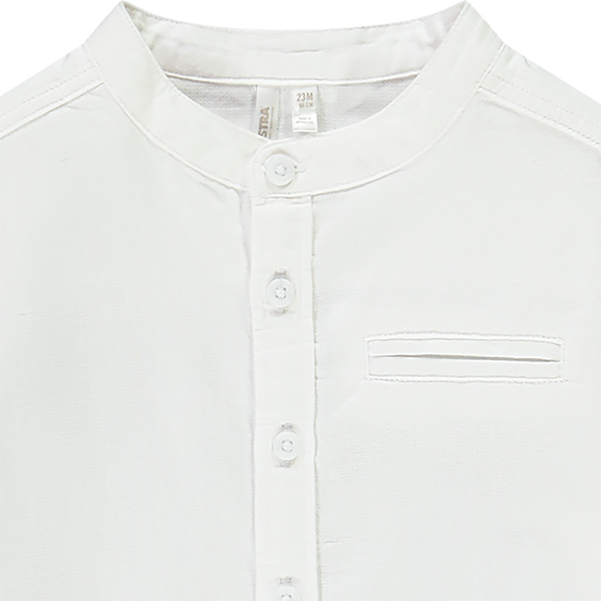 Camisa de manga larga unicolor con cuello mao para bebé niño 