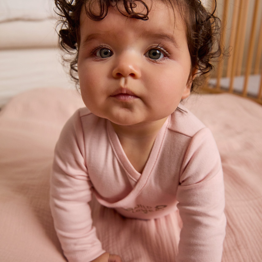 Lot de 3 bodies manches longues fantaisie pour bébé fille avec ouvertures différentes selon l'âge 