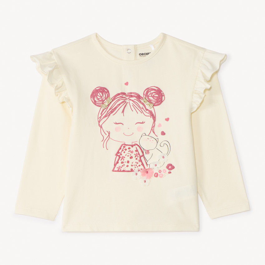 Camiseta de manga larga con estampado divertido para niña bebé. 
