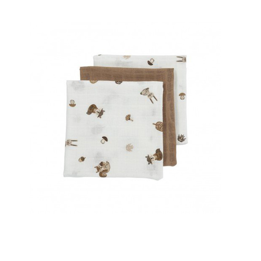 Pack de 3 muselinas medianas 70x70cm Me-Forest Animals Toffe 