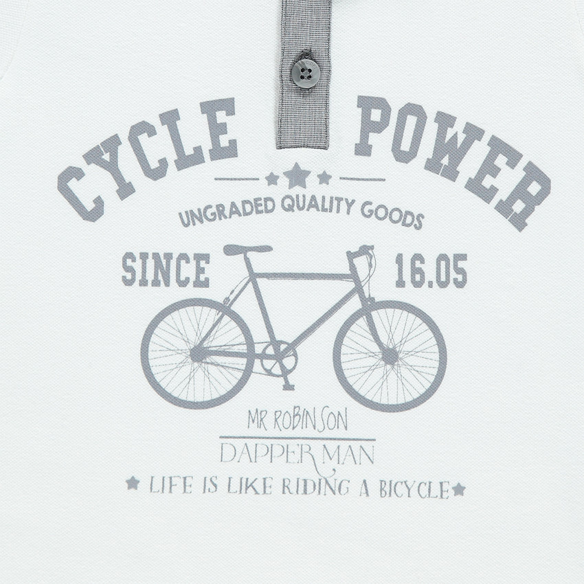 Tee-shirt manches courtes avec inscriptions et vélo printé 