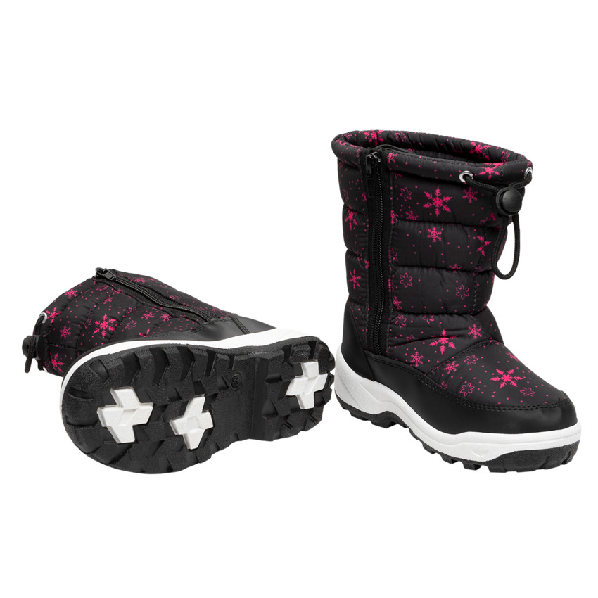 Botas de nieve con cuello acolchado impreso y suela de goma para niña 