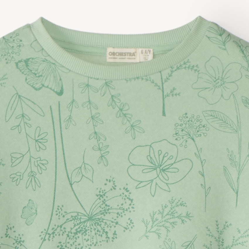 Conjunto de chándal de niña de felpa cepillada con estampado de flores 