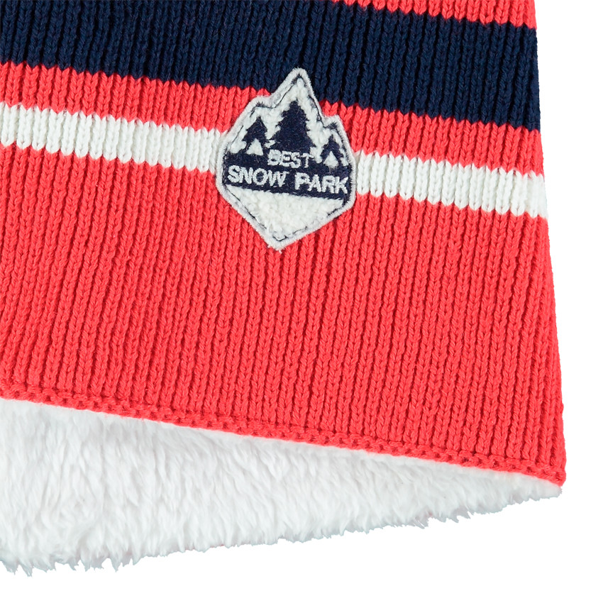 Júnior - Snood de borreguito de punto a rayas con insignia 