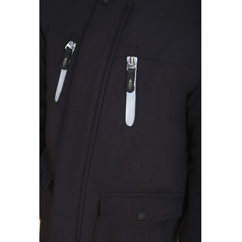 Parka en poliéster con capucha con pelo falso y forro micropolar para niño 