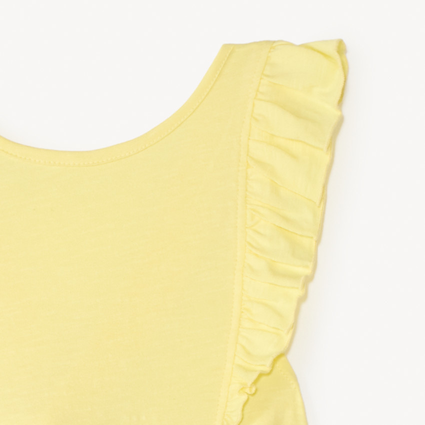 Mono de slub liso con tirantes con volantes para niña 