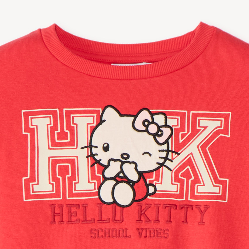 Sudadera oversized para niña de felpa con bordado de Hello Kitty. 
