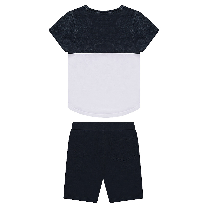 Júnior - Conjunto de camiseta de manga corta estampada y bermudas de felpa.  