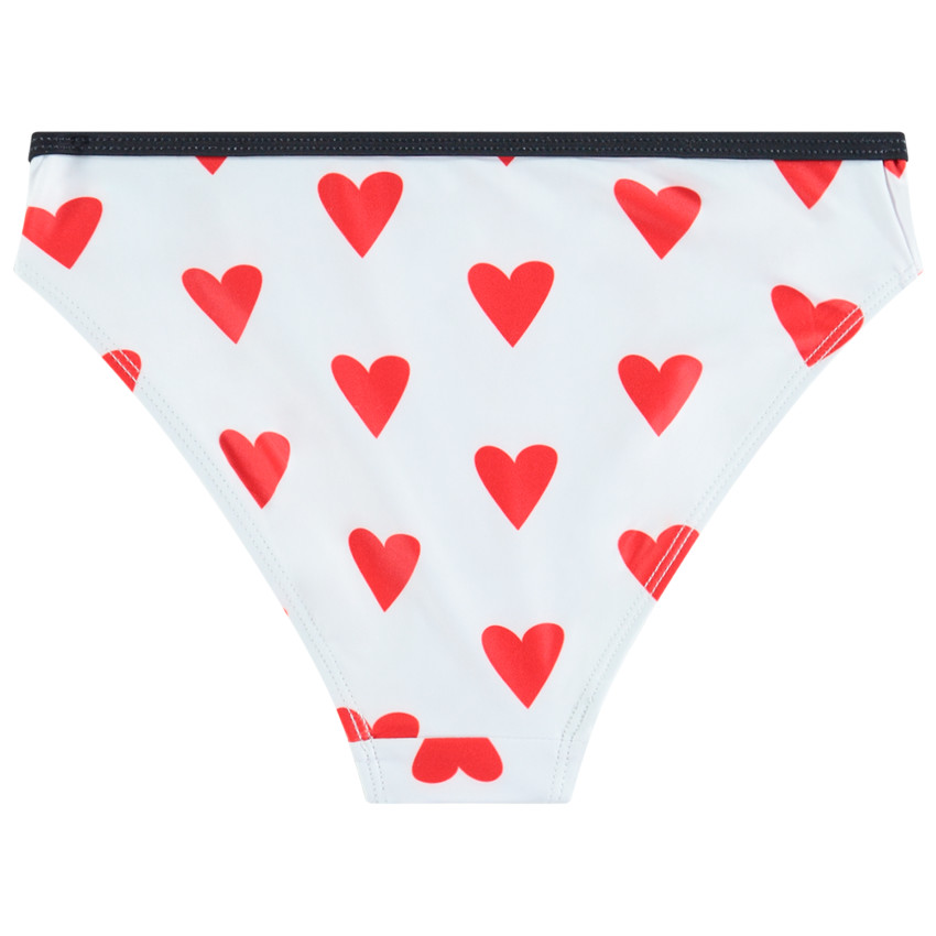 Bikini top triangular estampado rayas y braguita con corazones 