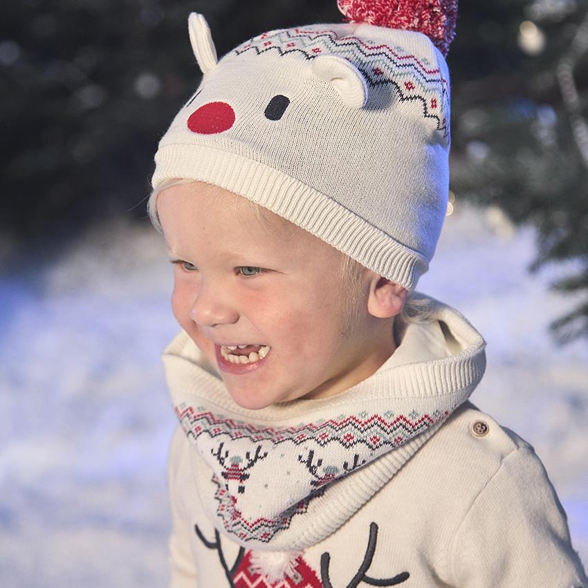 Conjunto de gorro lúdico + bufanda de punto de Navidad para bebé 