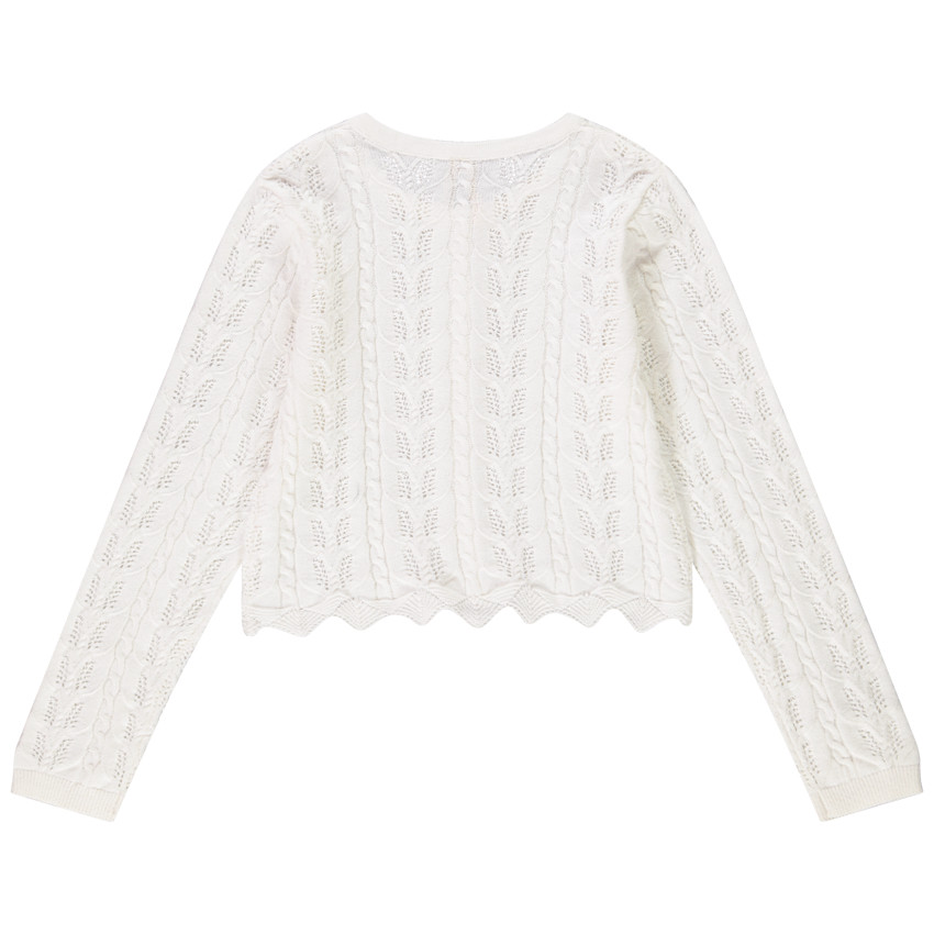 Chaqueta de punto calado con trenzas para niña 