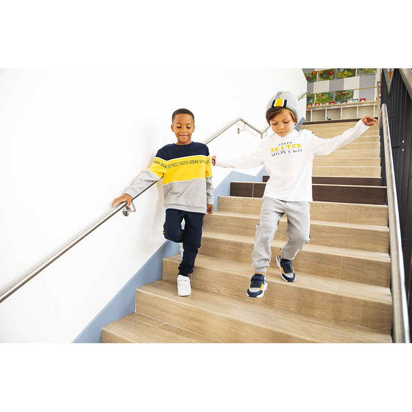 Conjunto de sudadera color block + pantalón de chándal con bandas para niño 