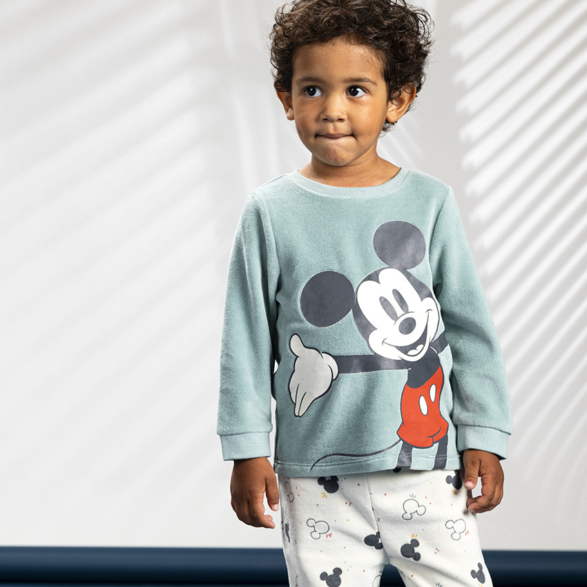 Pijama 2 piezas en terciopelo con estampado de Mouse de para bebé niño